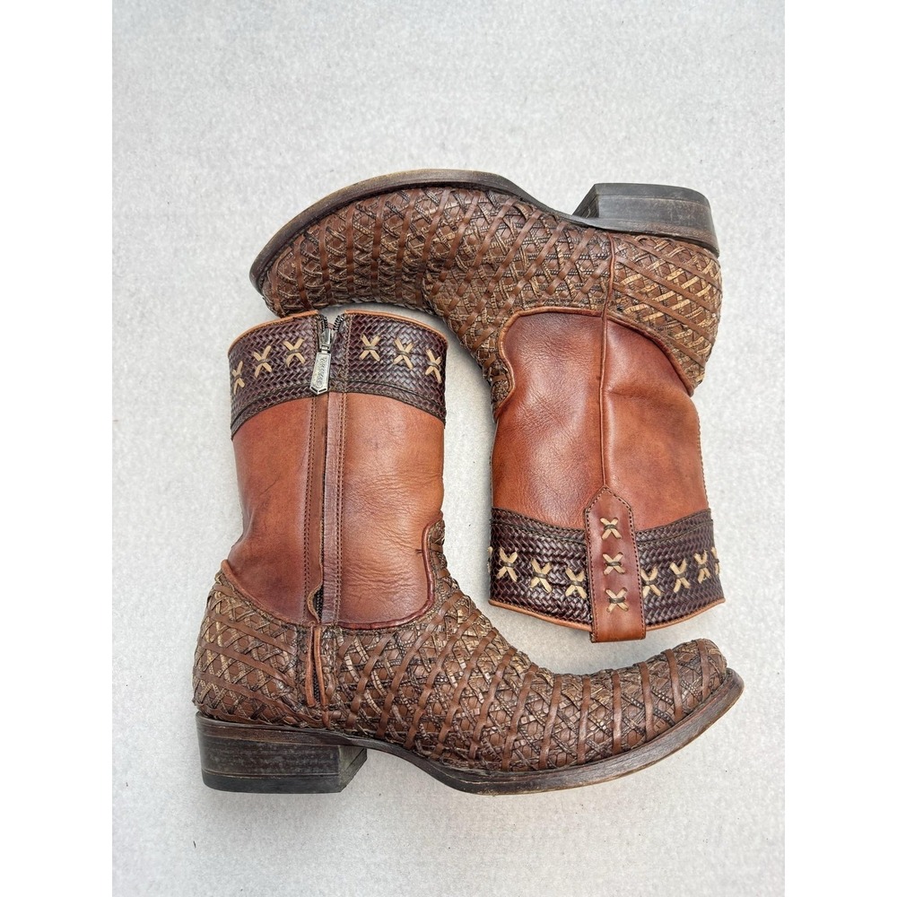 Cuadra Boots Mens Size 8 Brown Teju Lizard Leather Western Mid Calf Square Toe